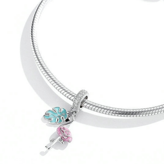 Charm Flamingo Rosa - Plata 925