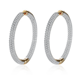 Pendientes de Aro con Incrustaciones Chapados en Oro de 18K