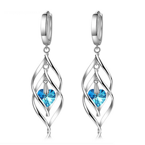 Pendientes Corazón Azul de Plata con Piedra Cianita