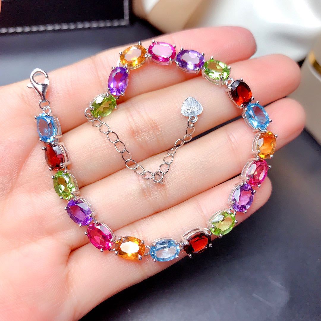 Pulsera de Circonitas de Colores de Plata