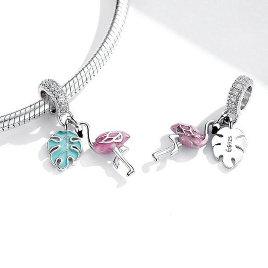 Charm Flamingo Rosa - Plata 925