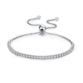 Pulsera Regulable Trendy con Circonitas en Plata